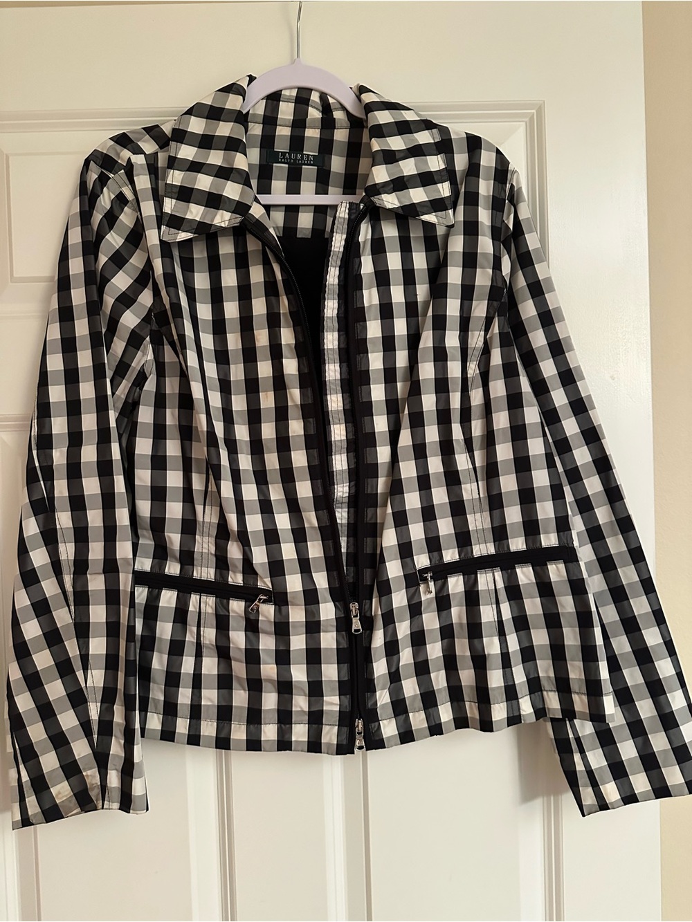 Classic Lauren Ralph Lauren Gingham Zip Jacket / Windbreaker / Raincoat - XL